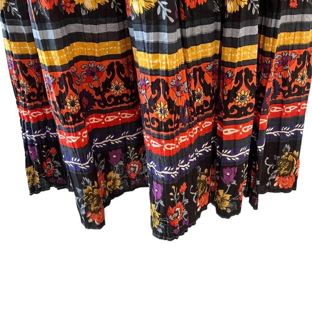Vintage 100% cotton maxi skirt bold floral print boho L - Picture 8 of 11